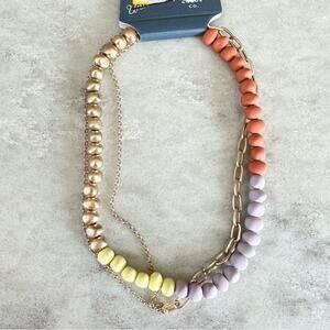 Universal Thread clay colorful layered necklace pastel spring NWT